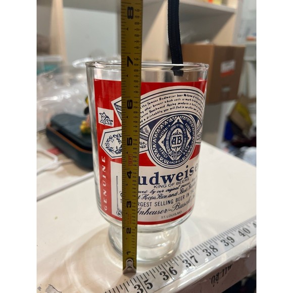 Vintage Budweiser Beer Logo 12oz Footed Drinking Glass Tumbler #I22 - Picture 8 of 9